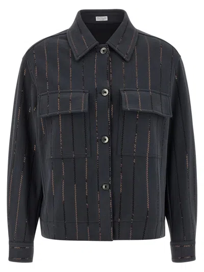 Brunello Cucinelli Long Sleeve Shirt In Blue