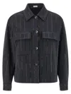 Brunello Cucinelli Knitwear With Chest Pockets And Collared Neck In Blue