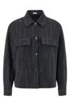Brunello Cucinelli Knitwear With Chest Pockets And Collared Neck In Blue
