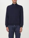 Brunello Cucinelli Zip-up Blue Sweatshirt With High Collar And Relaxed Fit In Blue