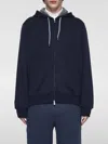 Brunello Cucinelli Techno Cotton Interlock Zip-front Hooded Sweatshirt In Blau