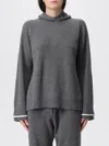 Brunello Cucinelli Ribbed Texture Hooded Sweater With Long Sleeves In Gray