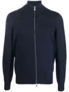 Brunello Cucinelli Cashmere High Neck Zip-up Cardigan In Blue