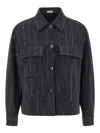 Brunello Cucinelli Knitwear With Chest Pockets And Collared Neck In Gray