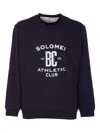 Brunello Cucinelli Sweatshirt In Blue With A Crew Neck And Pint In Purple