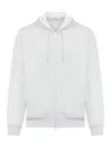 Brunello Cucinelli Striped Zip-up Hoodie In Grey