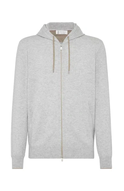 Brunello Cucinelli Sweatshirt-style Cardigan In Pebble