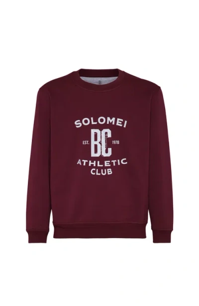 Brunello Cucinelli Cotton Crew Neck Sweatshirt In Burgundy