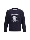 Brunello Cucinelli Sweatshirt In Blue With A Crew Neck And Pint In Purple