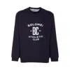 Brunello Cucinelli Sweatshirt In Blue With A Crew Neck And Pint In Black