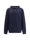 Brunello Cucinelli Men Double Zip Hoodie In Blue