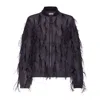 Brunello Cucinelli Crispy Silk Bomber Jacket With Dazzling Feather Embroidery In Grey