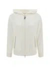 Brunello Cucinelli White Hoodie With Zip Closure In White
