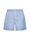 Brunello Cucinelli Logo-embroidered Drawtsring Swim Shorts In Celeste + Grigio Chairo