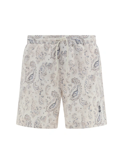 Brunello Cucinelli Swimshorts In Panama/navy+blu