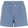 Brunello Cucinelli Men's Geometric Print Microfiber Swim Shorts In Pacific