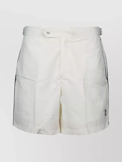 Brunello Cucinelli Swimwear With Adjustable Waistband And Side Stripes In White