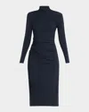 Brunello Cucinelli Synched-waist Wool Jersey Long-sleeve Midi Dress