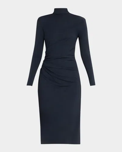 Brunello Cucinelli Synched-waist Wool Jersey Long-sleeve Midi Dress