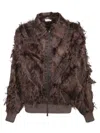 Brunello Cucinelli Dracaena Fringed-details Bomber Jacket In Brown