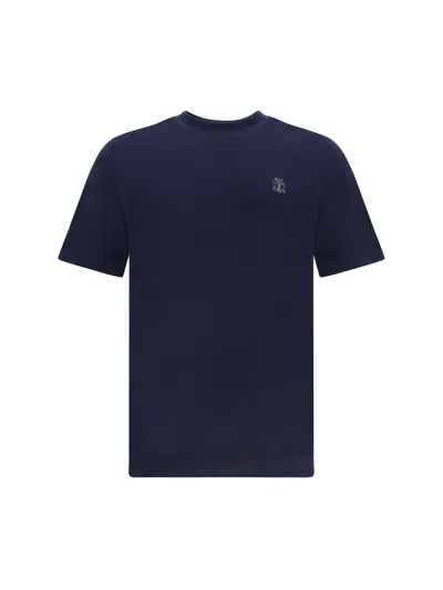 Brunello Cucinelli Crew Neck Short Sleeves T-shirt In Blue