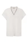 Brunello Cucinelli Monili Embellished V-neck T-shirt