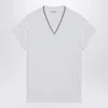 Brunello Cucinelli Cotton T-shirt With V-neck And Contrast Trim