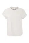 Brunello Cucinelli Stretch Cotton Jersey T-shirt With Precious Faux-layering