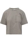 Brunello Cucinelli Striped Cropped T-shirt With Jewel Detail In Multi