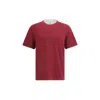 Brunello Cucinelli Cotton Jersey Crew Neck T-shirt With Faux-layering Clothing In Red