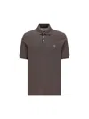 Brunello Cucinelli Cotton Polo Shirt With Printed Logo In Coffee+off White