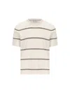 Brunello Cucinelli Striped Crewneck T-shirt In English White
