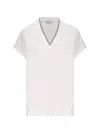 Brunello Cucinelli Monili Embellished V-neck T-shirt In White