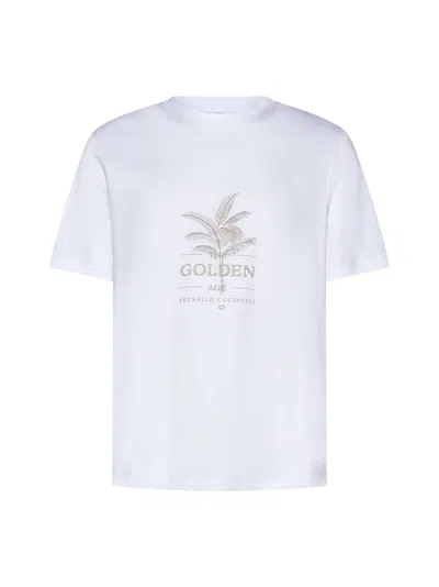 Brunello Cucinelli T-shirt In Bianco Ottipo Tp
