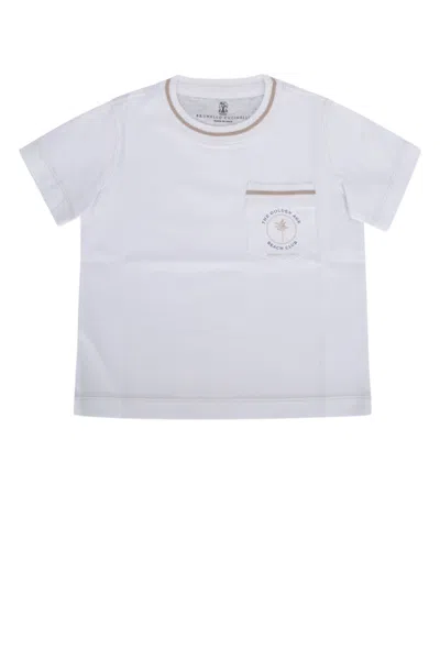 Brunello Cucinelli Kids' T-shirt In Biancobrown