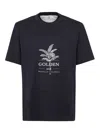 Brunello Cucinelli Crew-neck Basic Fit Cotton Jersey T-shirt With Print In Black