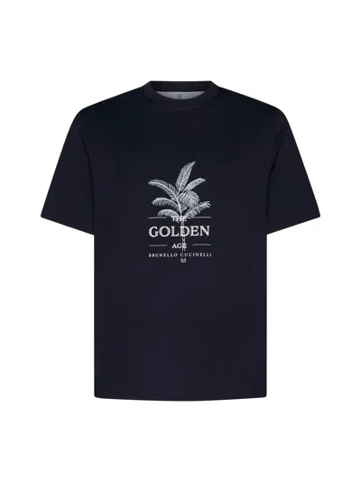 Brunello Cucinelli T-shirt In Blu Navy