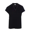 Brunello Cucinelli Women Monili Collar Vneck Tee Shirt In Black