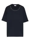 Brunello Cucinelli Shiny Trims Jersey T-shirt In Blue