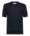 Brunello Cucinelli Cotton-silk T-shirt In Navy Blue