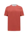 Brunello Cucinelli T-shirt Mit Kontrastbesatz In Brown