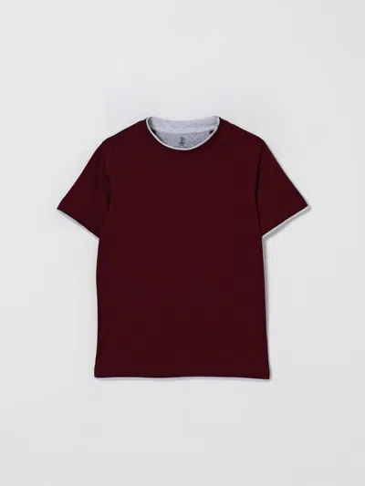 Brunello Cucinelli T-shirt  Kids Color Burgundy In Multi