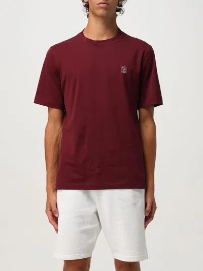Brunello Cucinelli T-shirt  Men Color Amaranth In Burgundy