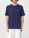 Brunello Cucinelli Men Slim Fit Crew-neck T-shirt In Lightweight Cotton Jersey In Blue