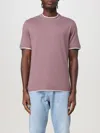 Brunello Cucinelli Contrast-trim Crew-neck T-shirt In Blau 3