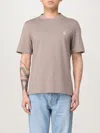 Brunello Cucinelli Men Crew Neck T-shirt With Printed Logo In Brown