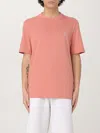 Brunello Cucinelli Light Red Cotton T-shirt With Embroidered Logo In Coral
