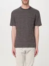 Brunello Cucinelli T-shirt Linen Stretch Striped Pattern In Dark