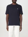 Brunello Cucinelli Cotton Jersey Crew Neck T-shirt With Logo Clothing In Navy