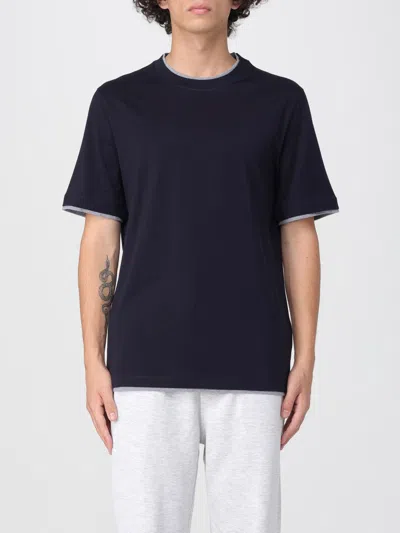Brunello Cucinelli T-shirt  Uomo Colore Blue Navy In Black